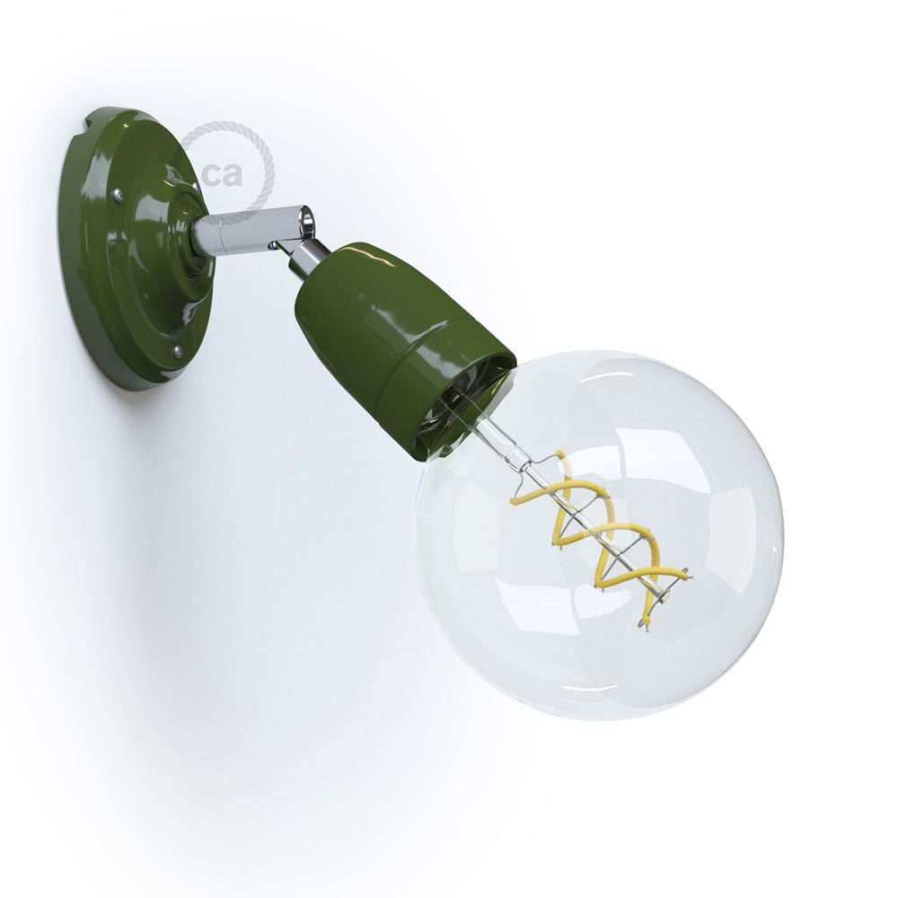 Fermaluce 90° Color, il punto luce orientabile in porcellana da parete o soffitto
