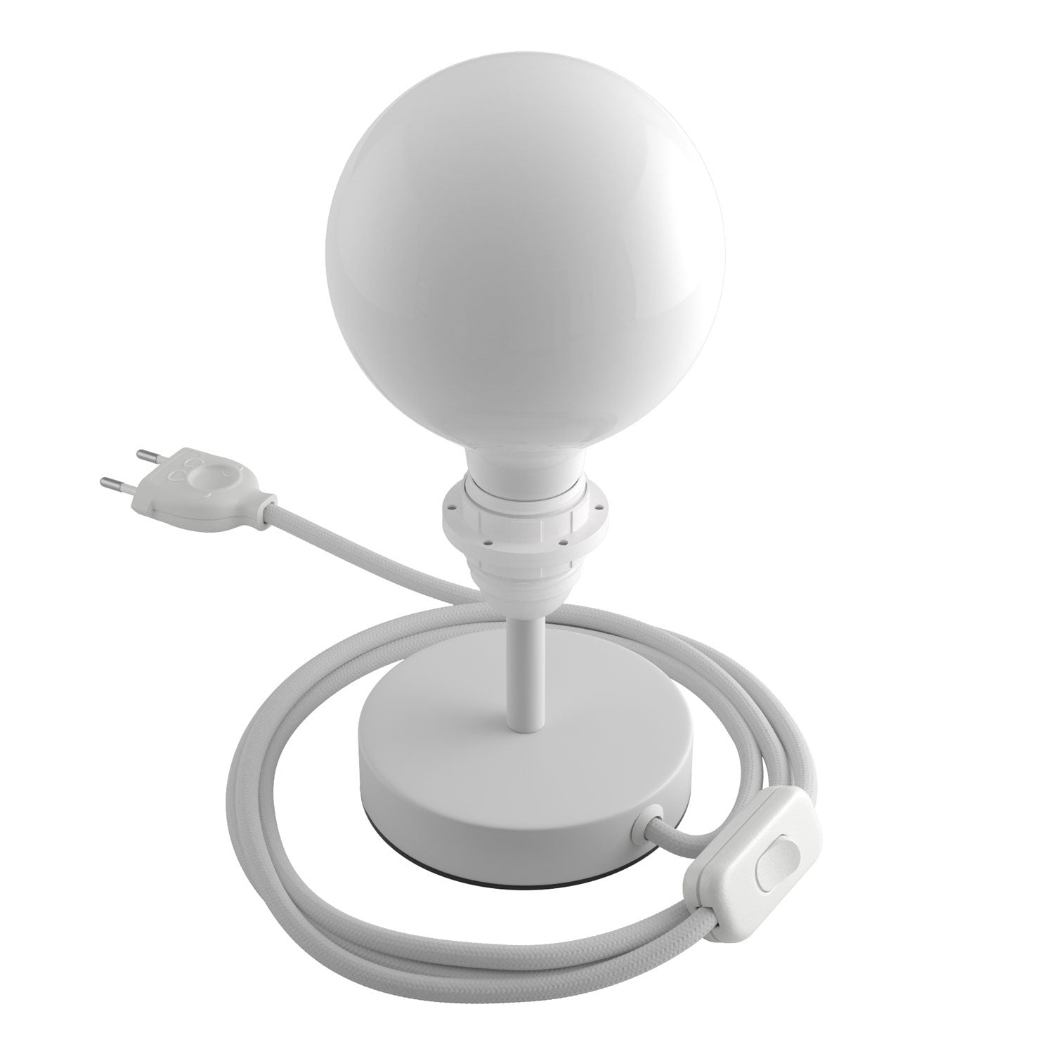 Alzaluce - metal table lamp for lampshades with fabric cable, switch and 2 poles plug