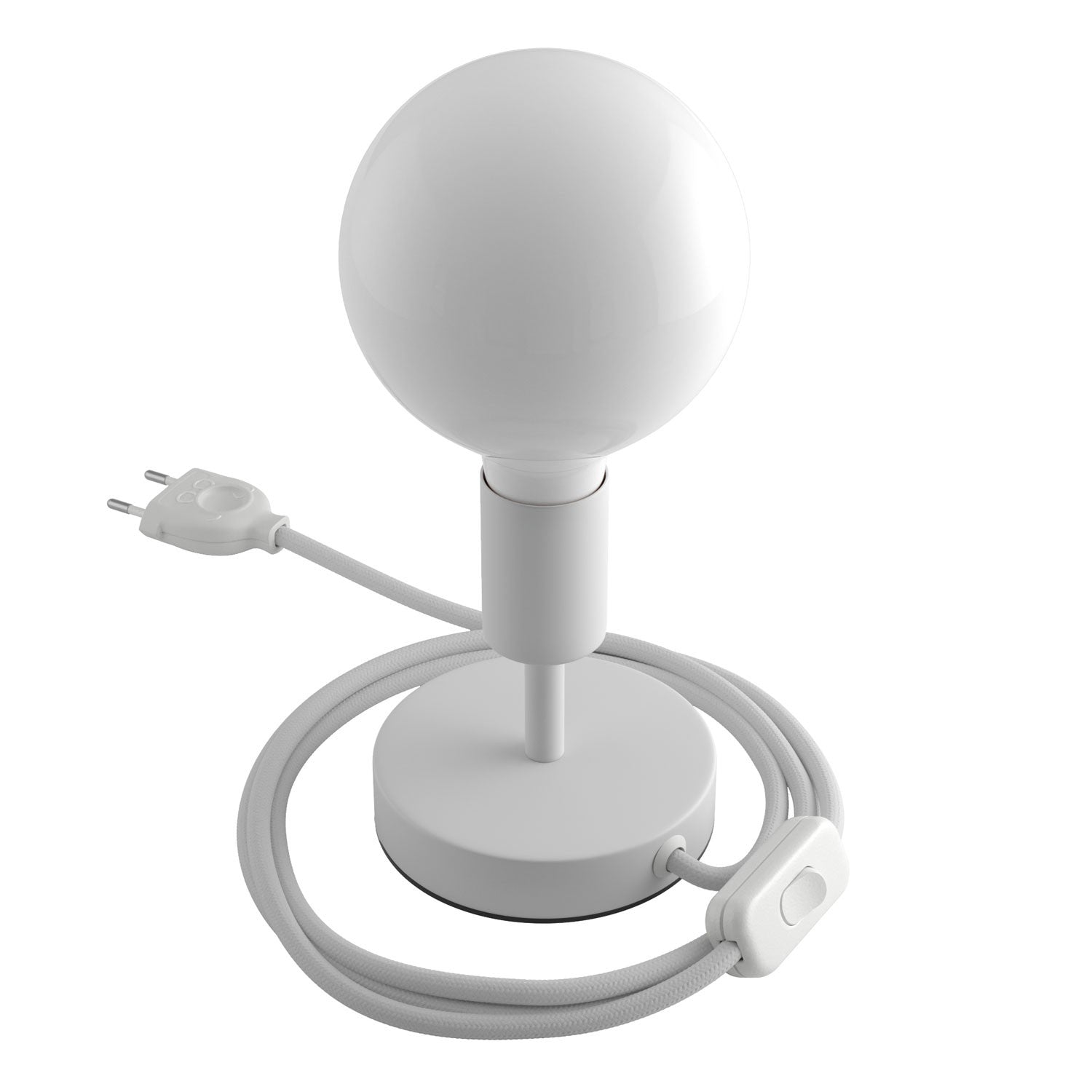 Alzaluce - metal table lamp with fabric cable, switch and 2 poles plug