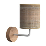 Fermaluce Wood, lampada a muro in legno con paralume Cilindro e estensione curva