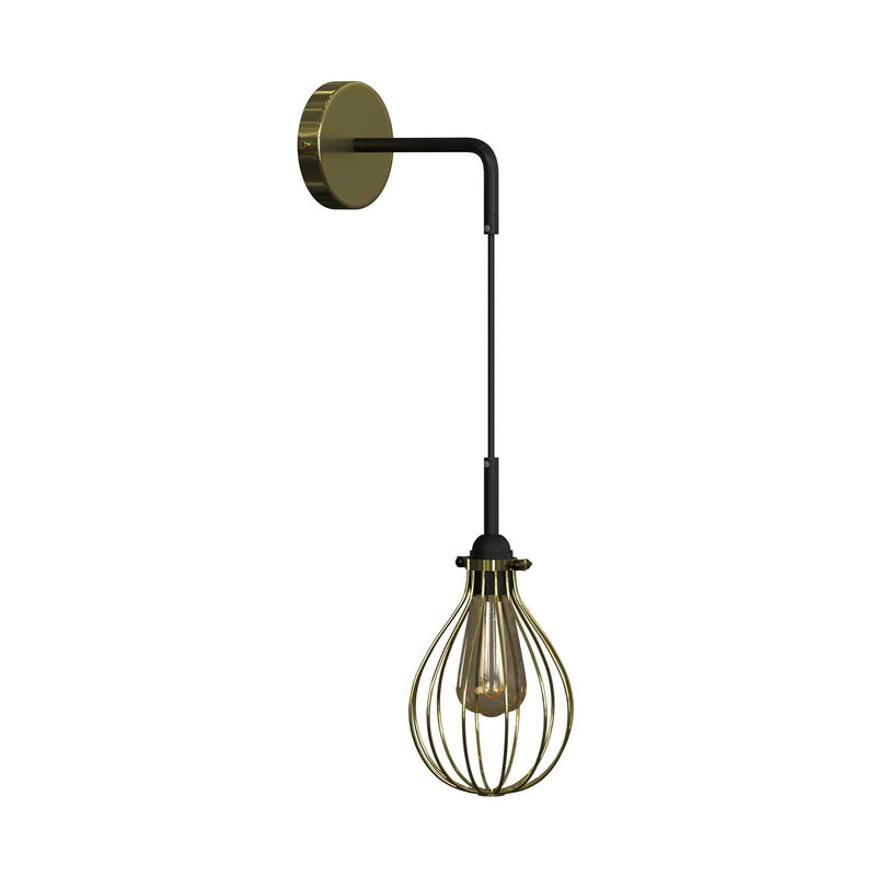 Fermaluce Urban metal wall light with pendant Drop lampshade and bent extension