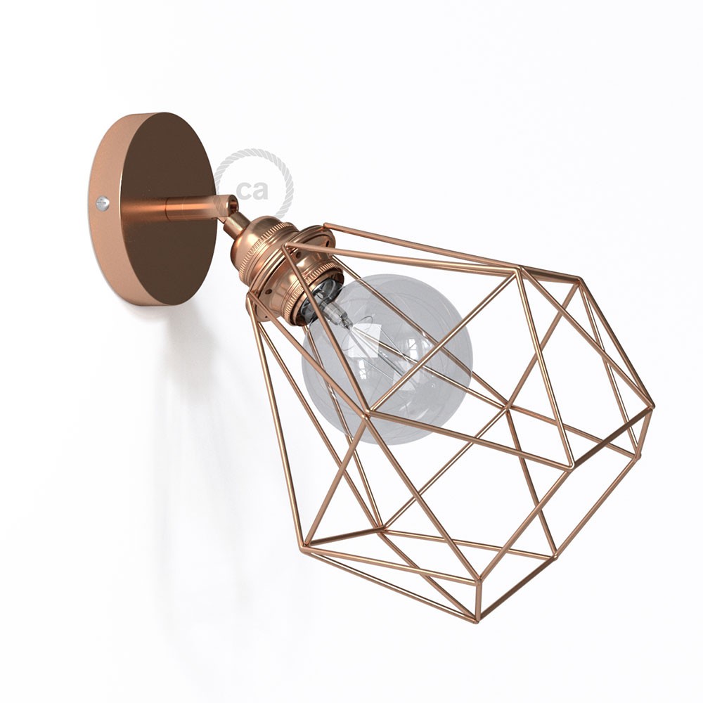 Fermaluce Metallo 90° Urban, the adjustable metal wall flush light with Diamond lampshade