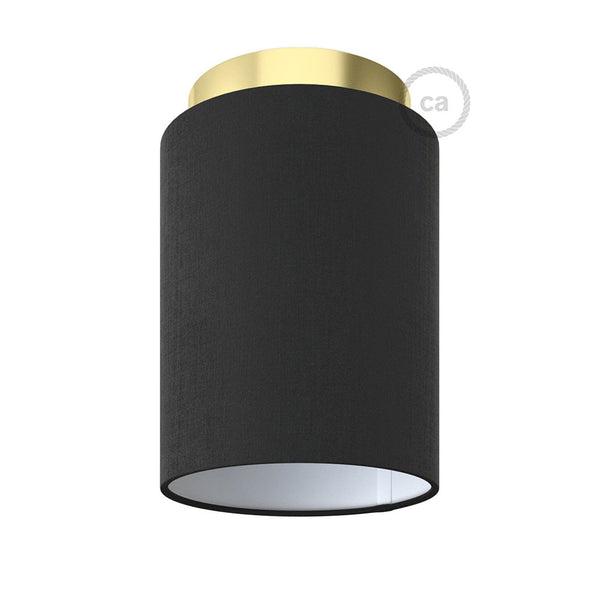 Fermaluce Glam with Cylinder Lampshade, Ø 15cm h18cm, metal finish wall or ceiling flush light