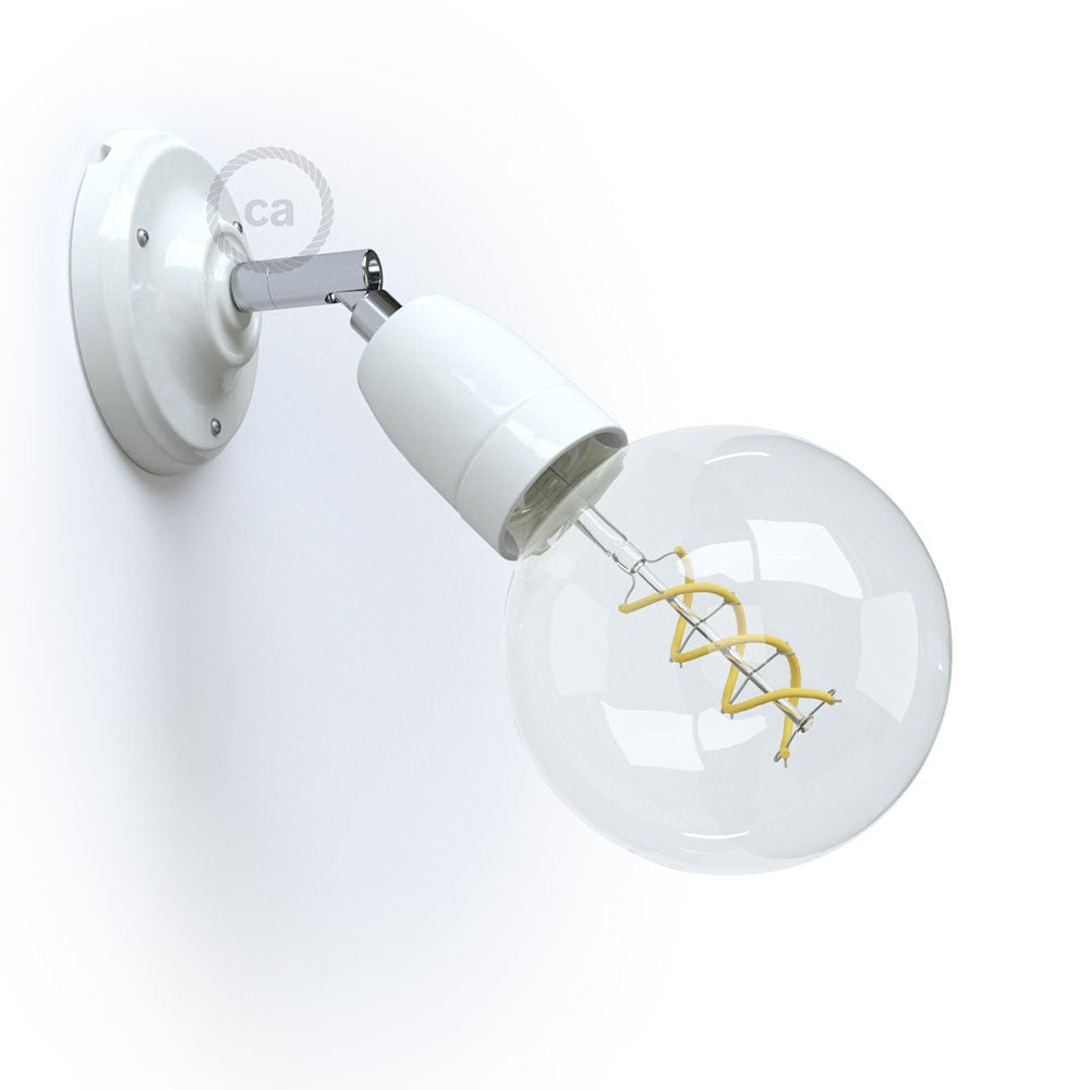 Fermaluce 90° Color, il punto luce orientabile in porcellana da parete o soffitto
