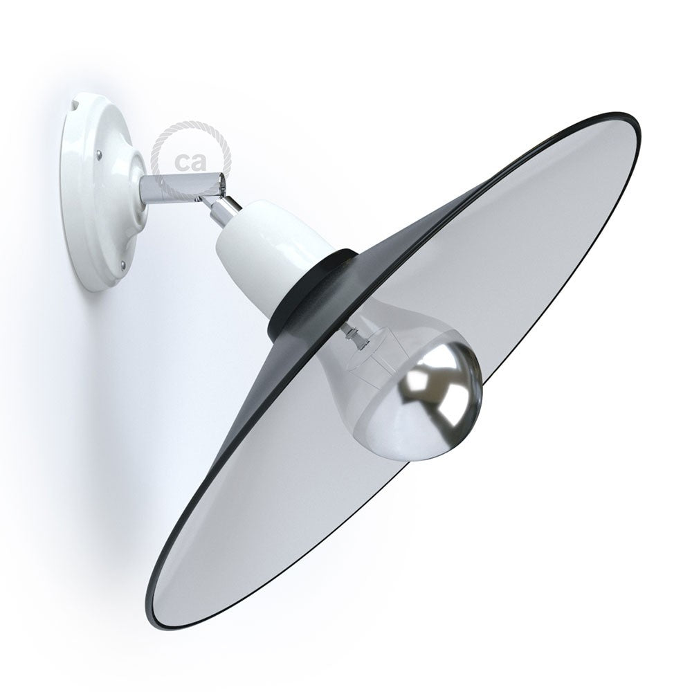 Fermaluce 90° con paralume Swing, lampada orientabile da parete o soffitto in porcellana