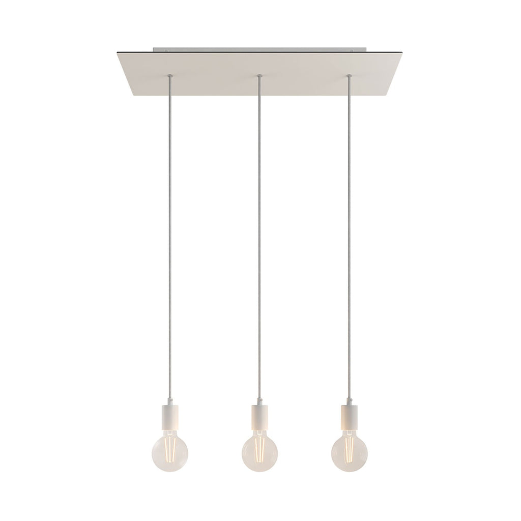 3-light pendant lamp with 675 mm rectangular XXL Rose-One, featuring fabric cable and metal finishes