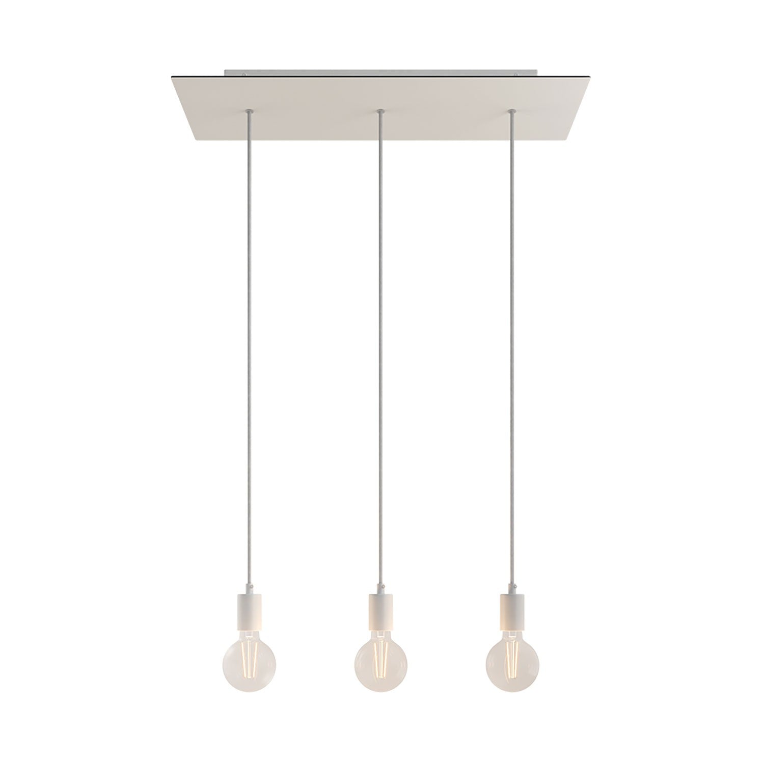 3-light pendant lamp with 675 mm rectangular XXL Rose-One, featuring fabric cable and metal finishes