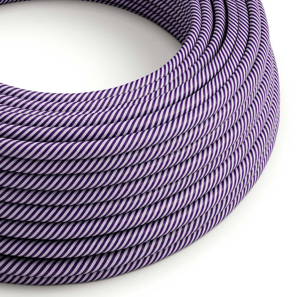 Round Electric Vertigo HD Cable covered by Lilac and Dark Purple fabric ERM52