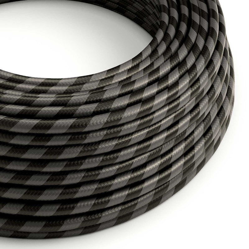 Round Electric Vertigo HD Cable covered by Graphite and Black Wide Stripes fabric ERM54