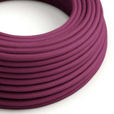 Round Electric Cable covered by Cotton solid color fabric RC32 Burgundy