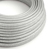 Round Glittering Electric Cable covered by Rayon solid color fabric RL02 Silver