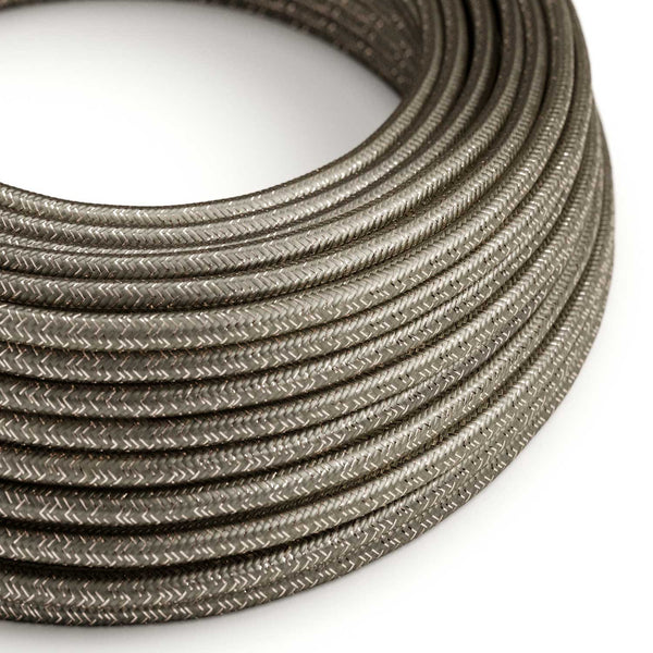 Round Glittering Electric Cable covered by Rayon solid color fabric RL03 Grey