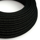 Round Glittering Electric Cable covered by Rayon solid color fabric RL04 Black