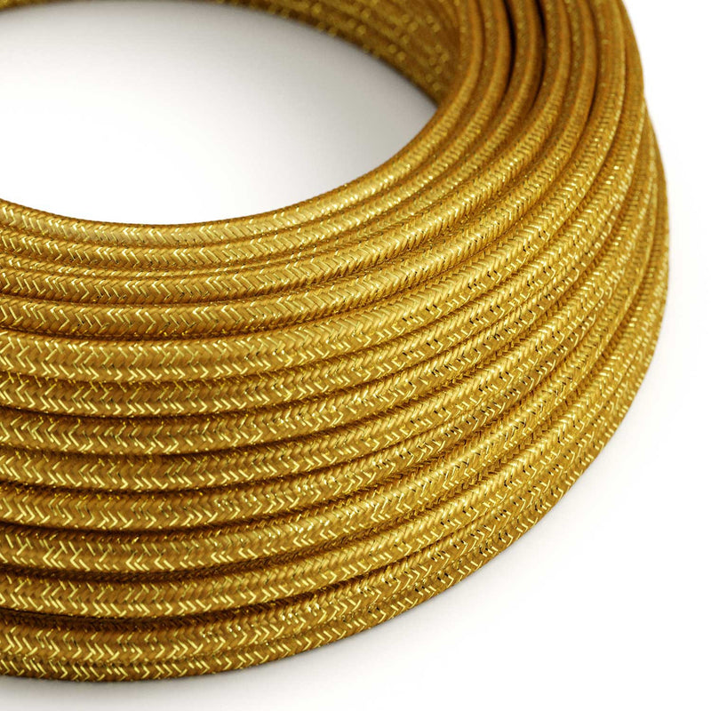Round Glittering Electric Cable covered by Rayon solid color fabric RL05 Gold