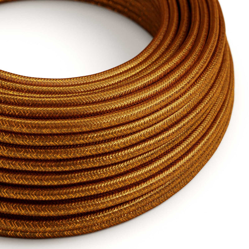 Round Glittering Electric Cable covered by Rayon solid color fabric RL22 Copper
