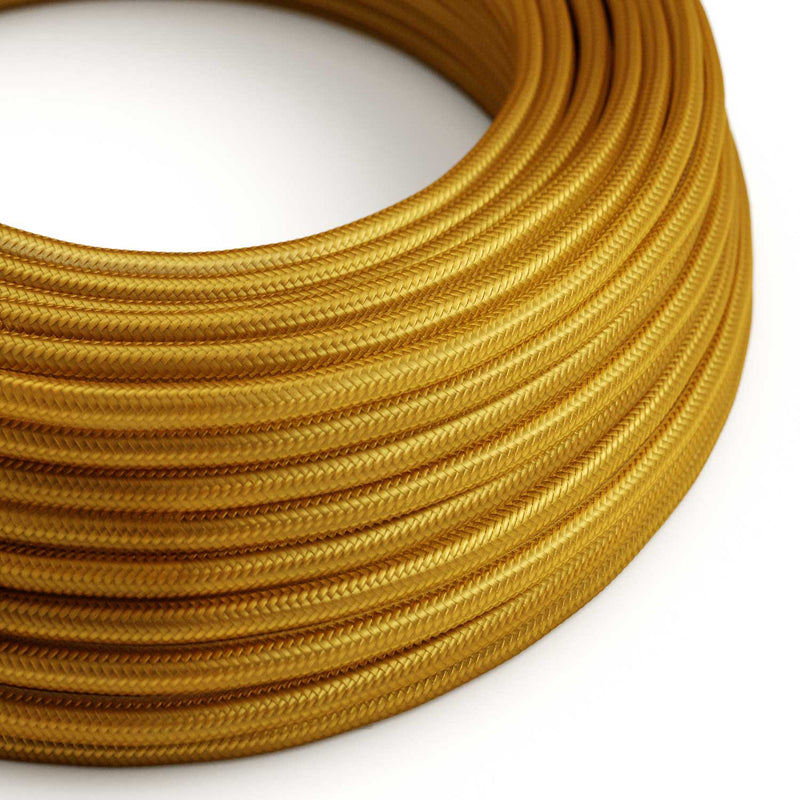 Round Electric Cable covered by Rayon solid color fabric RM05 Gold