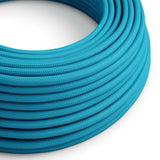 Round Electric Cable covered by Rayon solid color fabric RM11 Turquoise