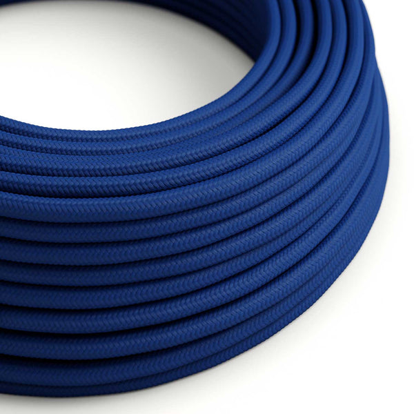 Round Electric Cable covered by Rayon solid color fabric RM12 Blue