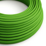 Round Electric Cable covered by Rayon solid color fabric RM18 Green Lime
