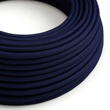 Round Electric Cable covered by Rayon solid color fabric RM20 Dark Blue
