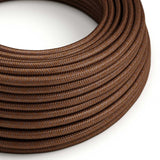 Round Electric Cable covered in Rayon solid color fabric - RM36 Rust