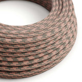 Round Electric Cable covered in Cotton - Bicoloured Ancient Pink and Grey RP26