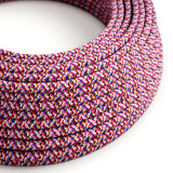 Round Electric Cable covered by rayon fabric RX00 Pixel Fuchsia