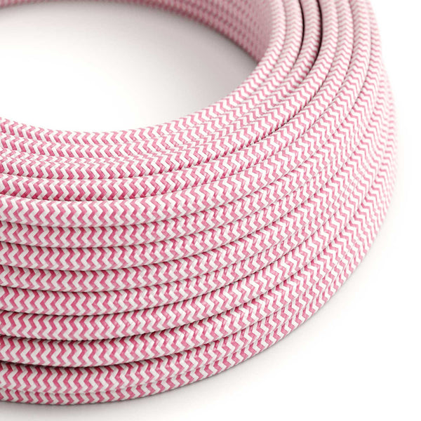 Round Electric Cable covered by Rayon fabric ZigZag RZ08 Fuchsia