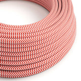 Round Electric Cable covered by Rayon fabric ZigZag RZ09 Red