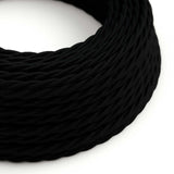 Twisted Electric Cable covered by Cotton solid color fabric TC04 Black