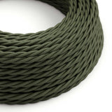Twisted Electric Cable covered by Cotton solid color fabric TC63 Green Grey