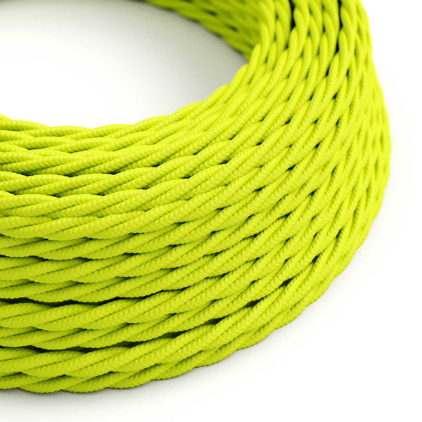 Twisted Electric Cable covered by Rayon solid color fabric TF10 Fluo Yellow