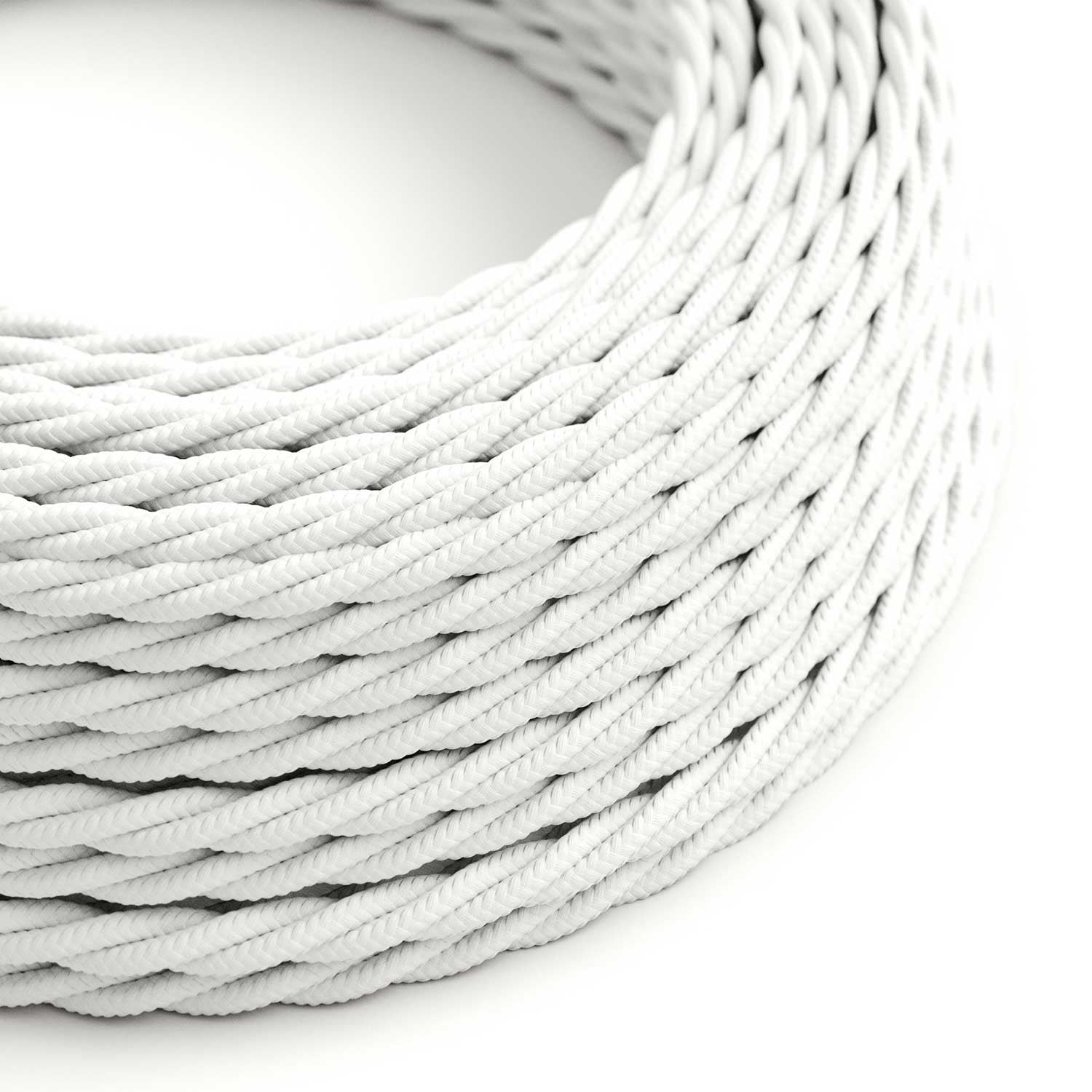 Twisted Electric Cable covered by Rayon solid color fabric TM01 White