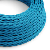 Twisted Electric Cable covered by Rayon solid color fabric TM11 Turquoise