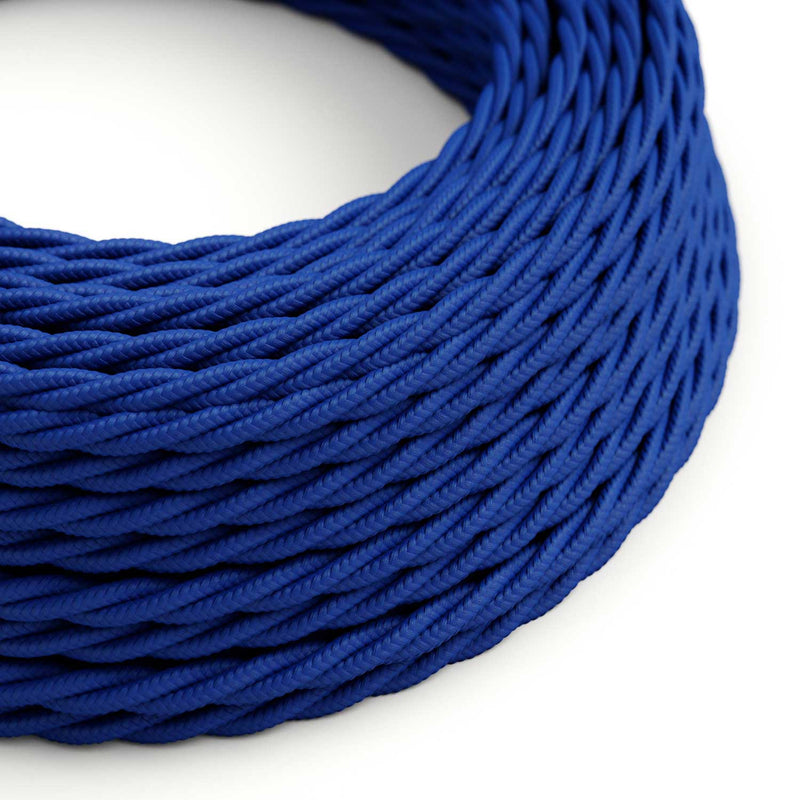 Twisted Electric Cable covered by Rayon solid color fabric TM12 Blue
