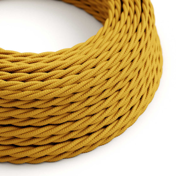 Twisted Electric Cable covered by Rayon solid color fabric TM25 Mustard