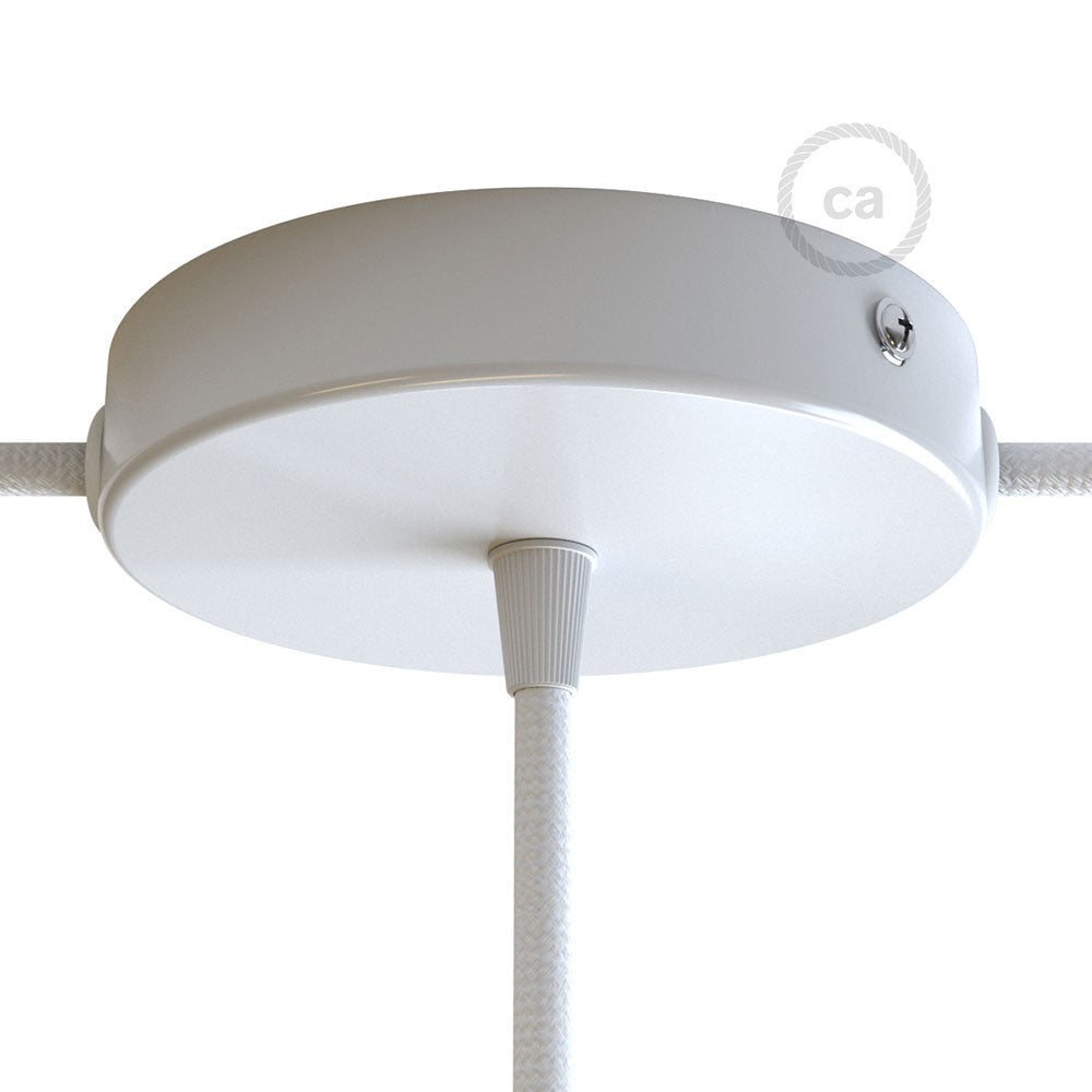 SMART cylindrical metal 1 central hole + 2 side holes ceiling rose kit - compatible with voice assistants