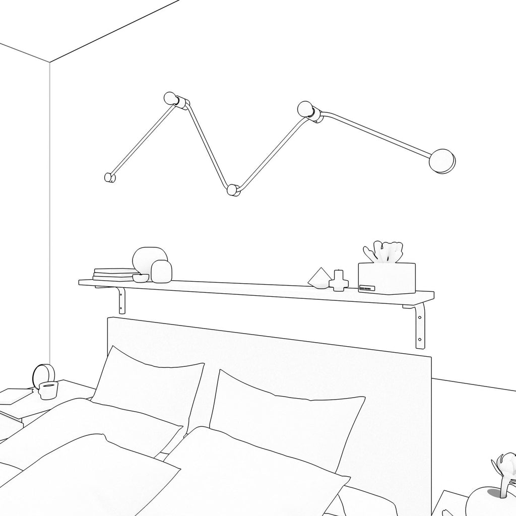 Filé System Wiggle Kit - with 3m string light cable and 5 indoor white varnished wooden components