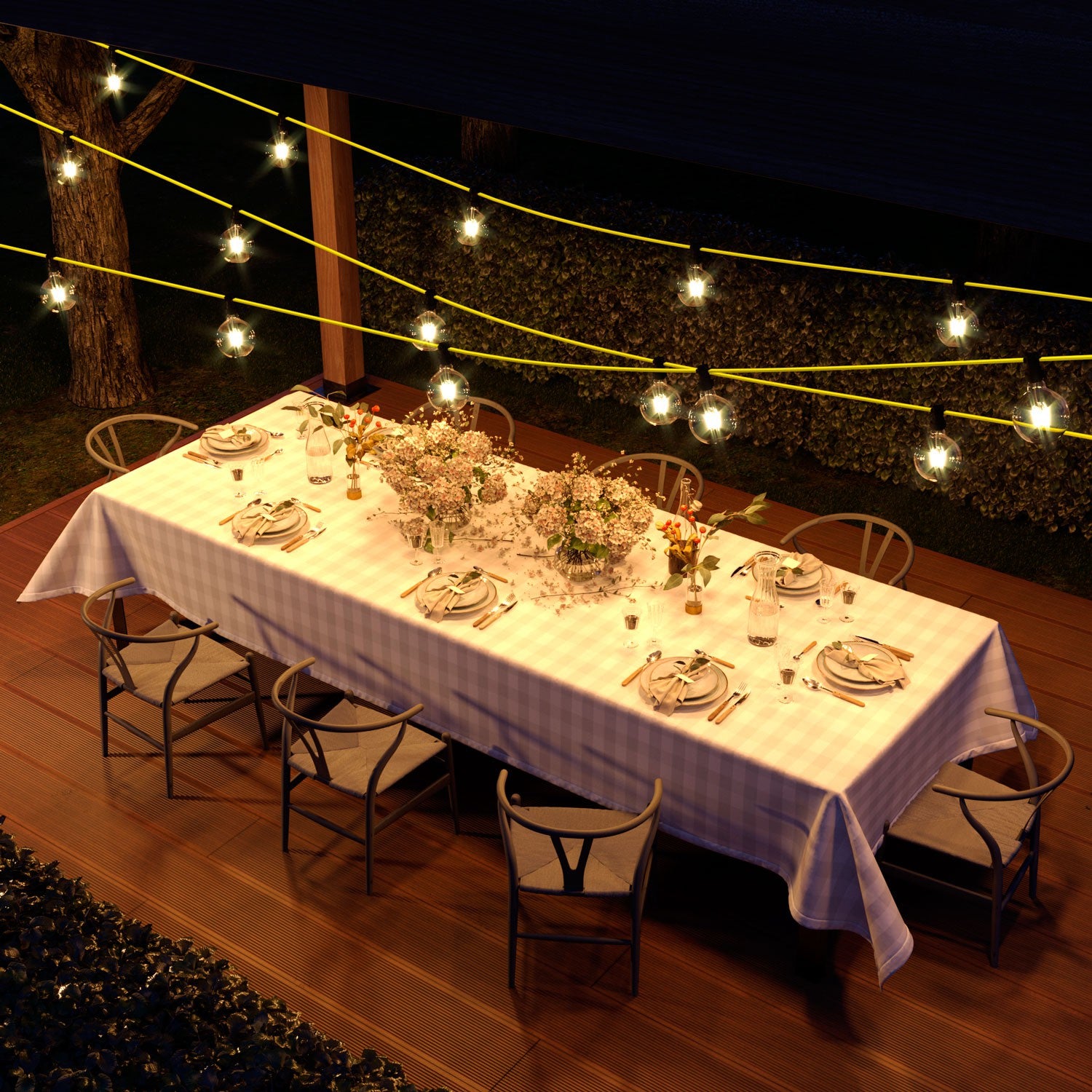 Ready-to-use 7,5m Lumet String Light with Kit with 5 white Lamp Holders Hook and Plug