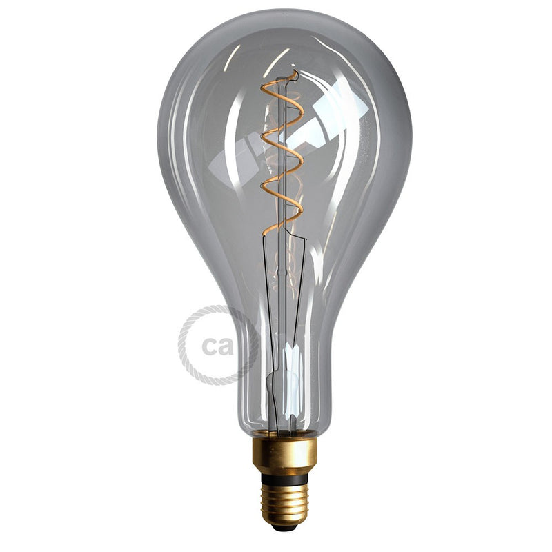 XXL LED Smoky Light Bulb - Pear A165 Curved Double Spiral Filament - 5W E27 Dimmable 2000K