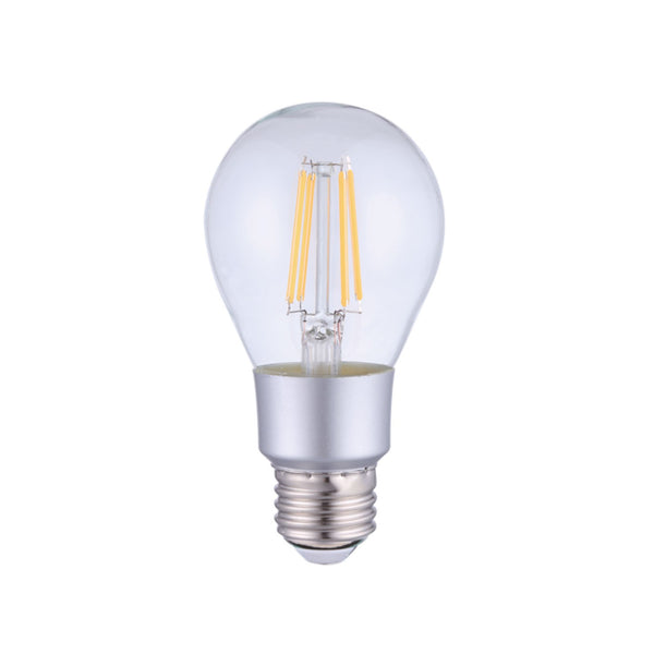 LED Smart Wifi Light Bulb A60 Drop Transparent with Straight Filament 6W E27 Dimmable 2700K