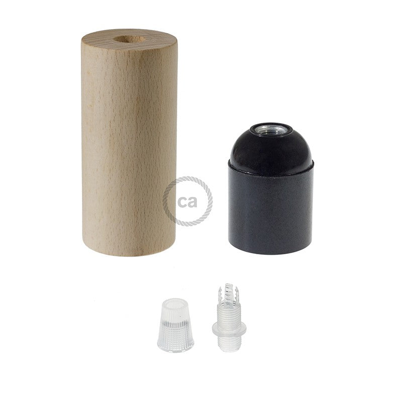 Kit de casquilho E27 em madeira para cordão XL