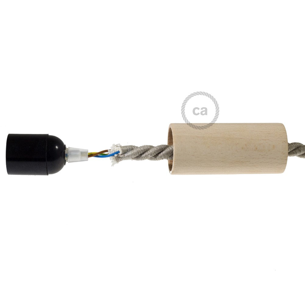 Kit de casquilho E27 em madeira para cordão XL