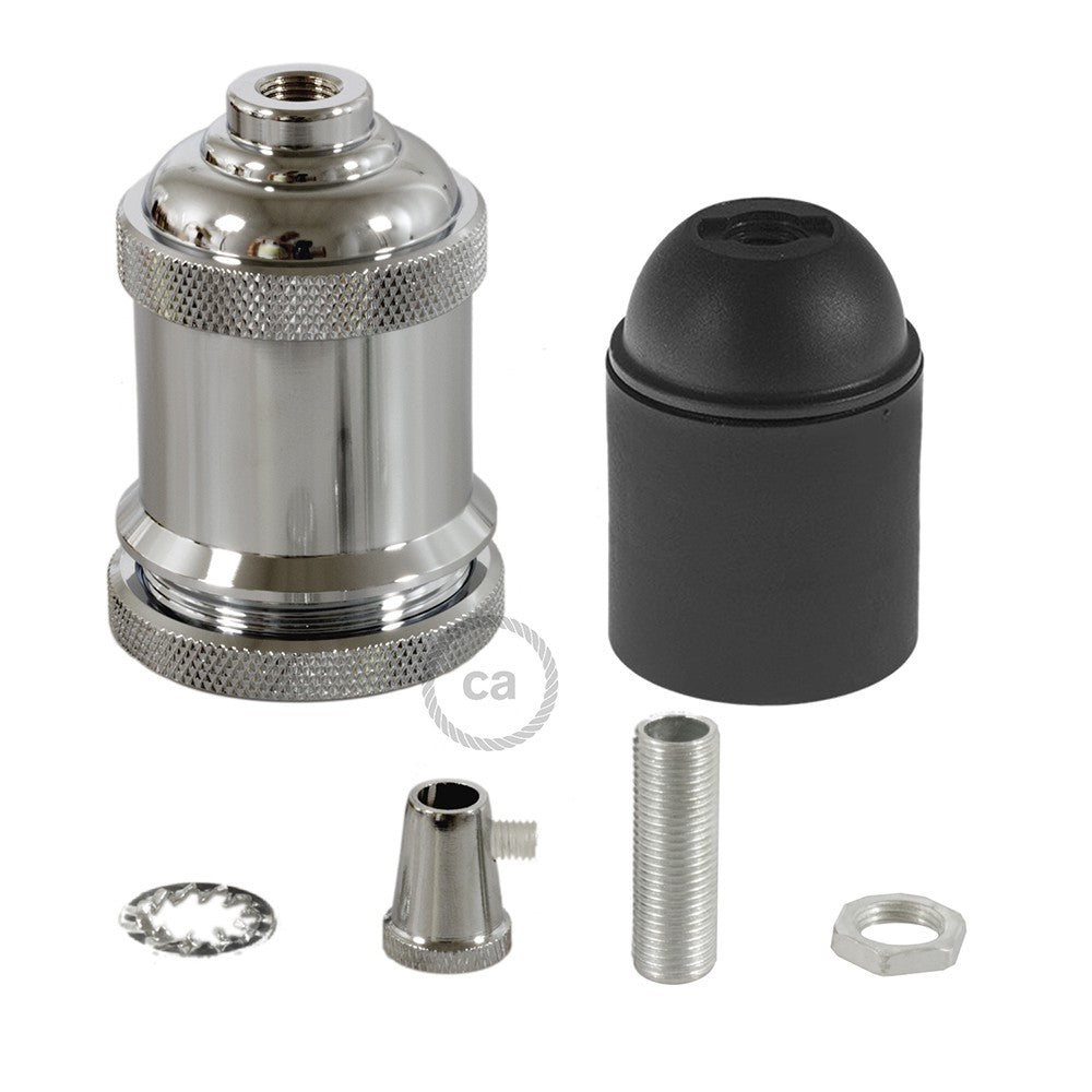 Kit de casquilho E27 em alumínio vintage