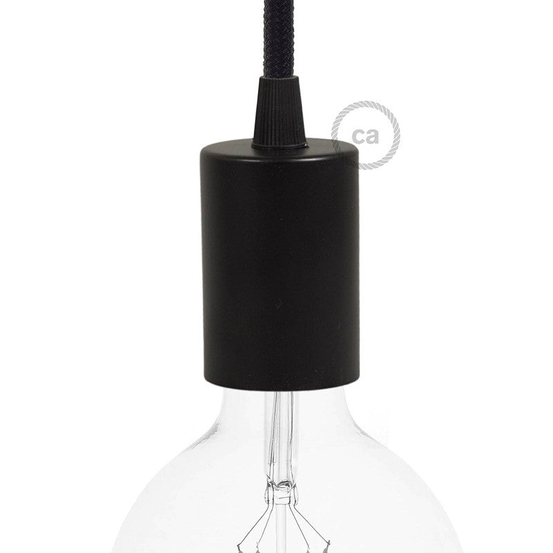 Cylindrical metal E27 lamp holder kit