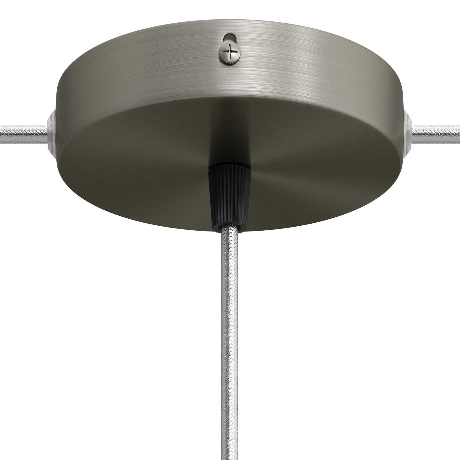 Cylindrical metal 1 central hole + 2 side holes ceiling rose kit