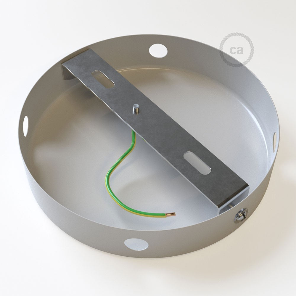 Kit de rosácea de teto cilíndrica em metal com 4 furos laterais (caixa de junção)