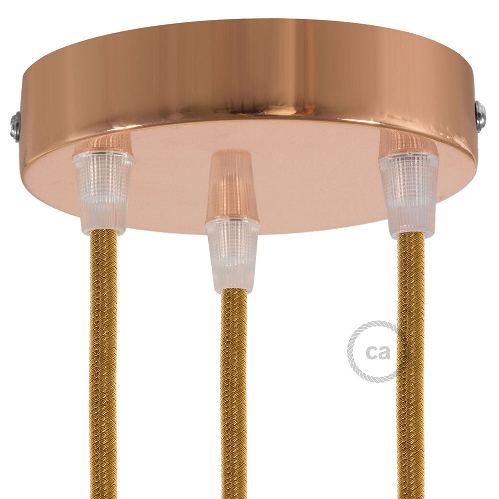 Cylindrical metal 3-hole ceiling rose kit