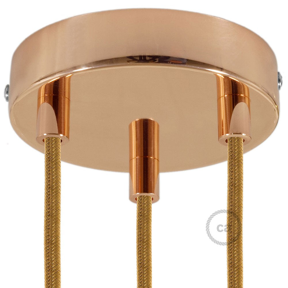 Cylindrical metal 3-hole ceiling rose kit