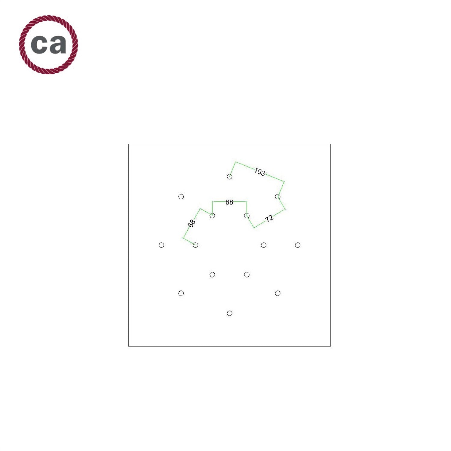 Square XXL Rose-One 14-hole ceiling rose kit 400 mm Cover